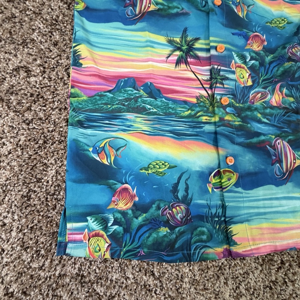 Retro Rifle VENTURA V4 Detective Ocean Print Hawaiian Button Down Shirt XS - Picture 6 of 10